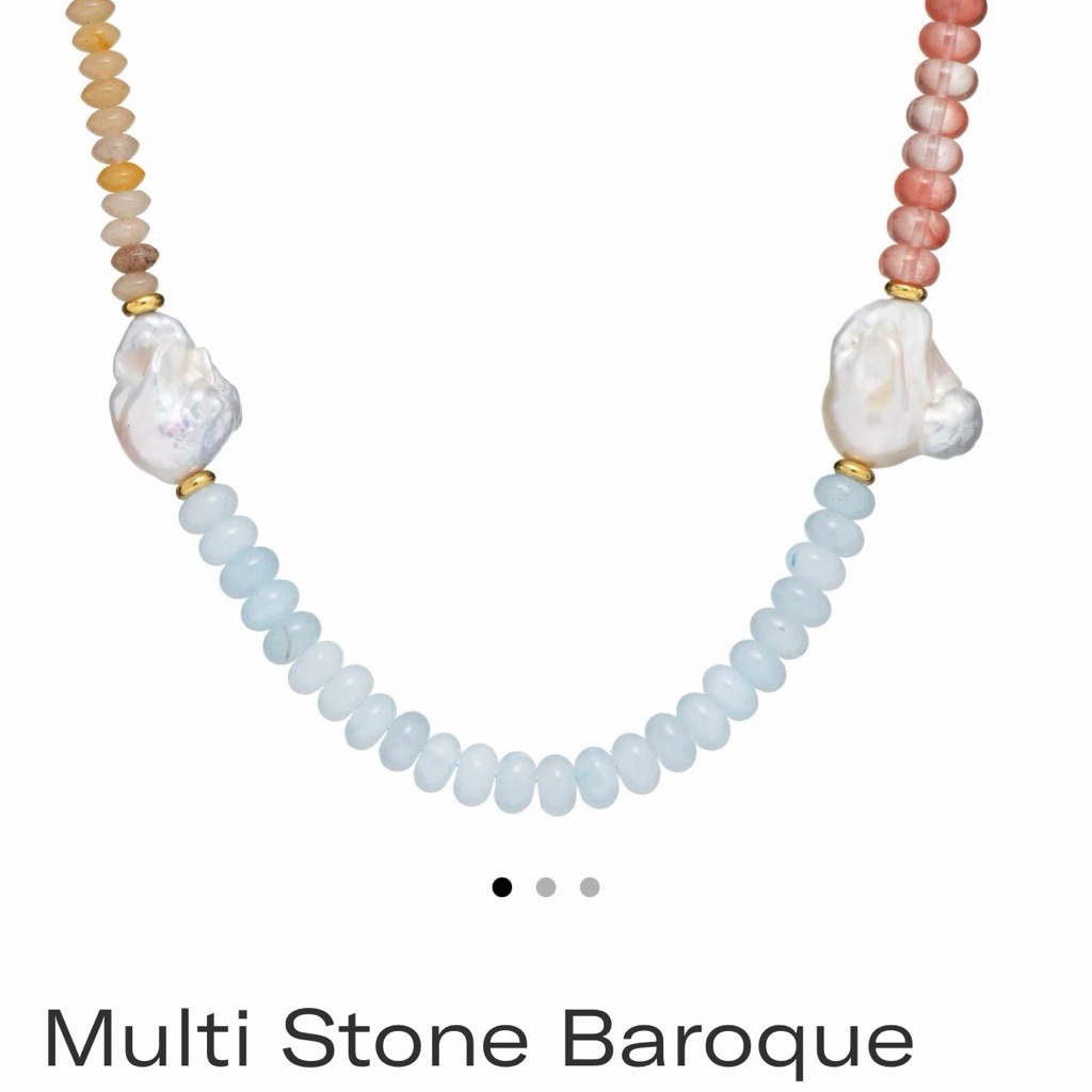 Pastel Multi Stone Baroque Pearl Necklace